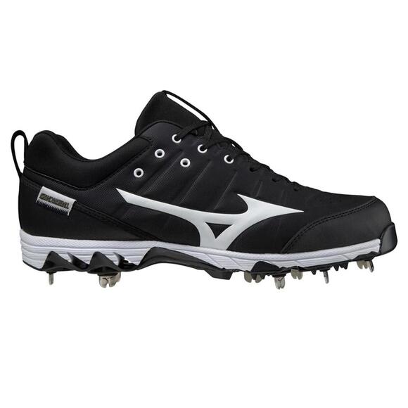 Mizuno Men's Size 12 9-Spike Ambition 2 Black/White Baseball Low Metal Cleats - Picture 1 of 6
